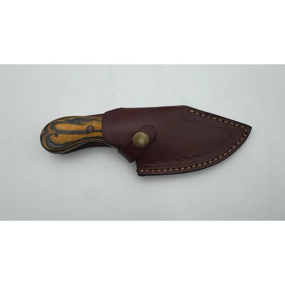 Handmade Damascus Steel Fixed Blade Knife w/ Leather Sheath – Pakistan Made NEW